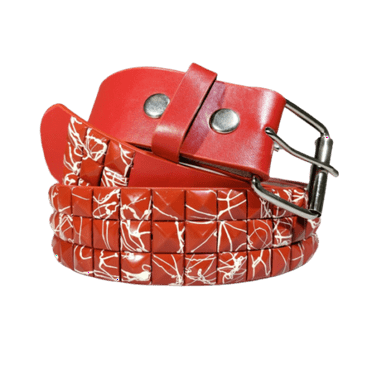 1990s Leather and Metal Ring Belt Leather and Metal Trouser Belt Size M Leather and Chain Waist Belt 32 to 34